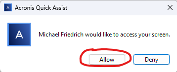 QuickSupport erlauben